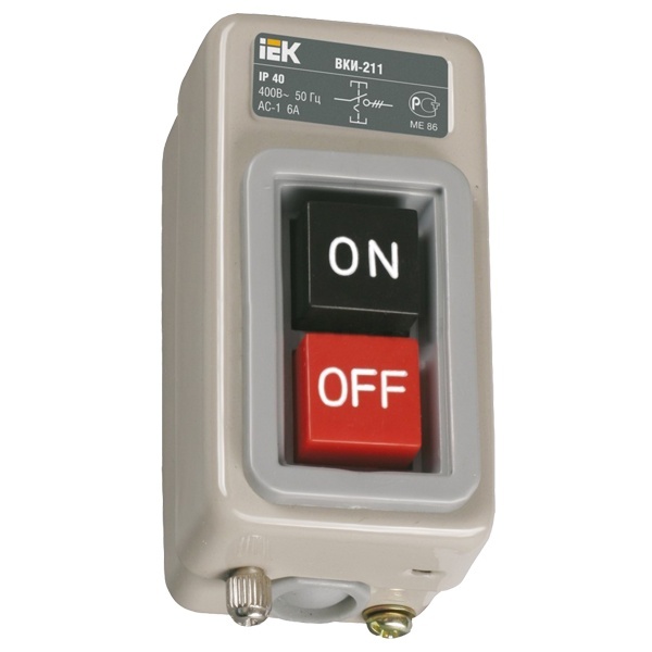 Выключатель кнопочный с механической блокировкой ВКИ-211 3Р 6А 230/400В IP40 ИЭК