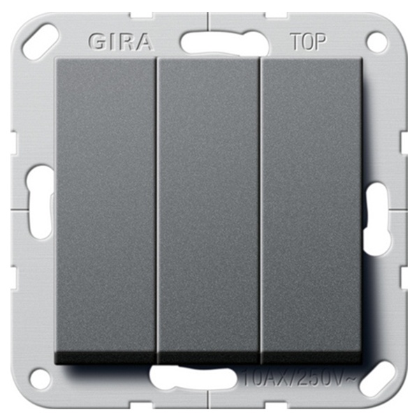 Выключатель/переключатель трехклавишный Gira System 55 черный антрацит
