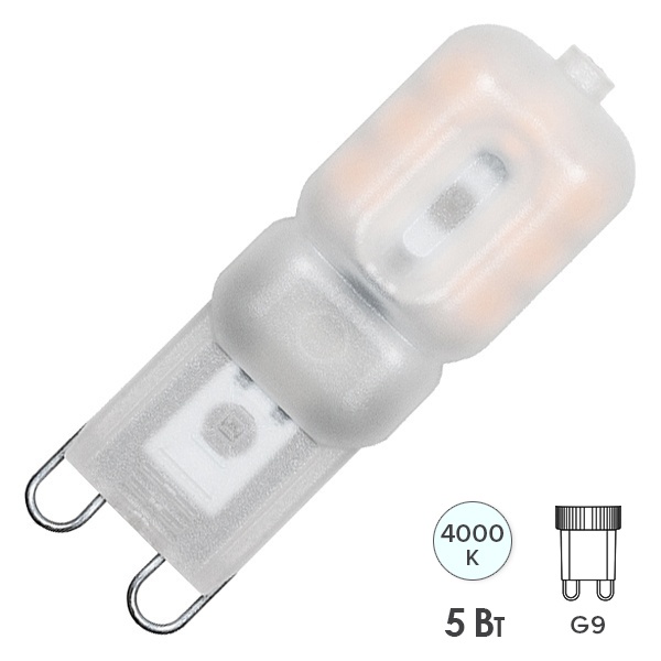 Лампа светодиодная капсула Feron LB-430 5W 4000K 230V G9 420lm 16x47mm белый свет