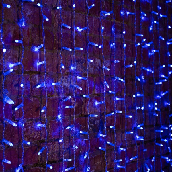 Гирлянда Светодиодный Дождь 2x1,5м 360LED синий IP44 постоянное свечение, прозрачный провод, 230В