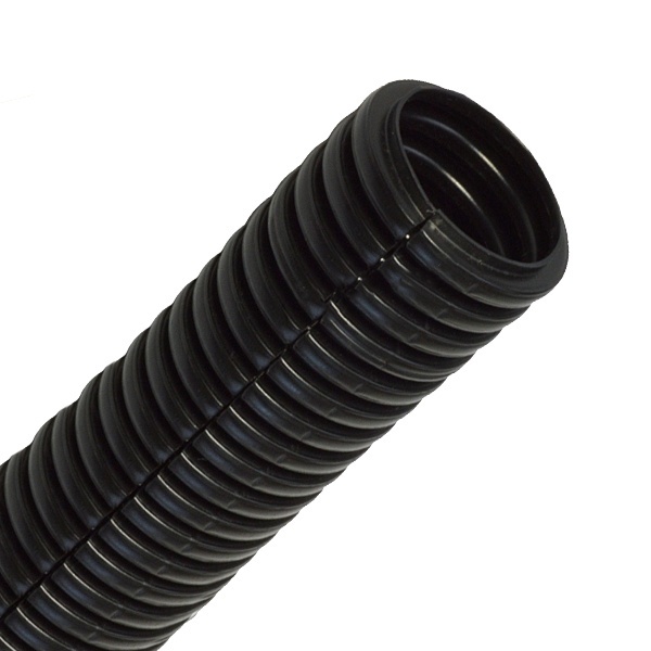 Труба гофрированная ПП HF 16 мм лёгкая безгалогенная разрезная черная [бухта 100м] Промрукав (гофра для кабеля)