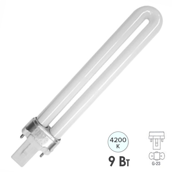 Лампа компактная люминесцентная ESL S-2P 9W 4200K G23 холодно-белая Foton