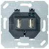 Зарядное устройство для 2-х USB портов тип А макс.3000 мА Jung черный механизм