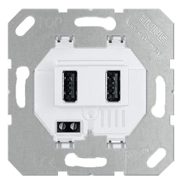 Зарядное устройство для 2-х USB портов тип А макс.3000 мА Jung белый механизм