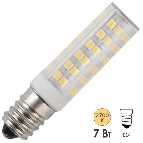 Лампа светодиодная ЭРА LED T25-7W-CORN-827-E14 теплый свет 733018