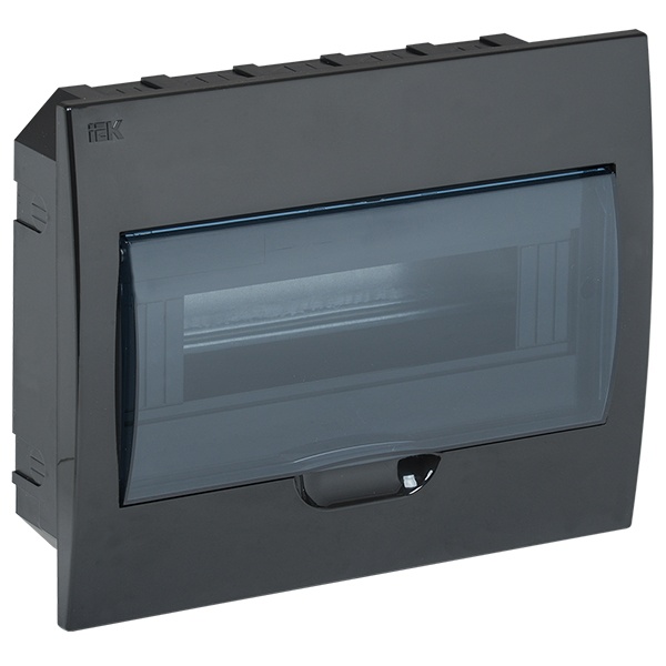 Щит встраиваемый пластиковый ЩРВ-П-12 12 модулей черный с прозрачной дверкой IP41 ИЭК