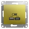 Зарядное устройство USB тип A+С 5В/2,4 А 2х5В/1,2 А, SE Glossa, фисташковый