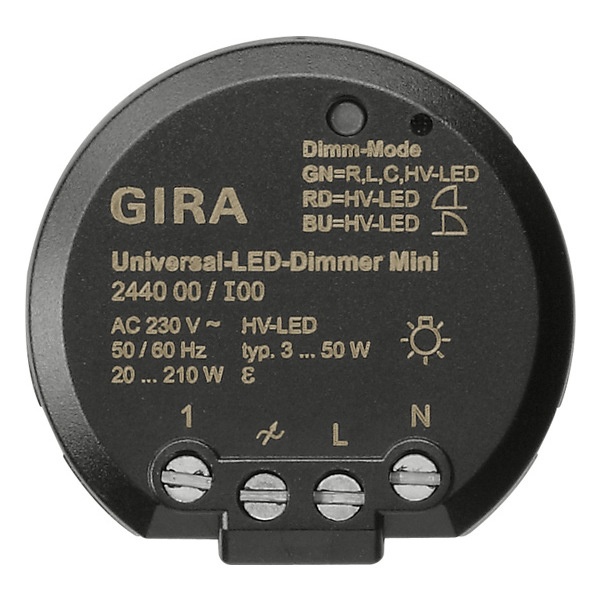 Универсальный светодиодный светорегулятор 20-210Вт Gira Mini System 3000