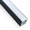 Профиль накладной серия Линии света черный алюминий, CAB256 комплект: матовый экран, 2 заглушки и кр
