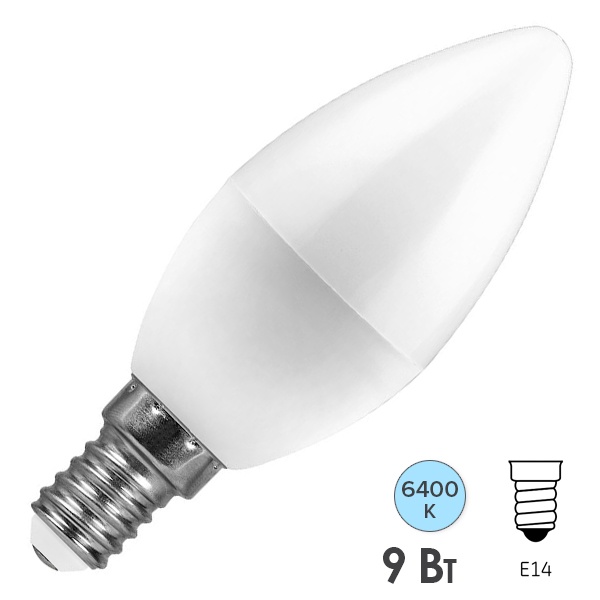 Лампа светодиодная Свеча Feron LB-570 9W 6400K E14