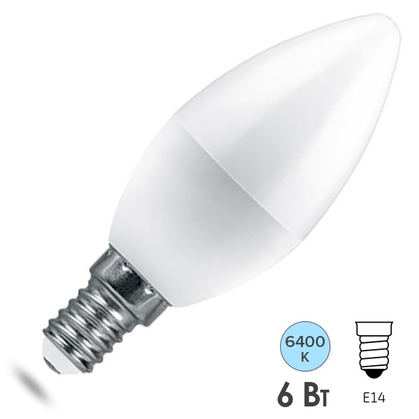 Лампа светодиодная Feron.PRO LB-1306 Свеча C37 6W 6400K 230V E14 490Lm используется OSRAM LED