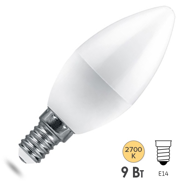 Лампа светодиодная Feron.PRO LB-1309 Свеча C37 9W 2700K 230V E14 730Lm используется OSRAM LED