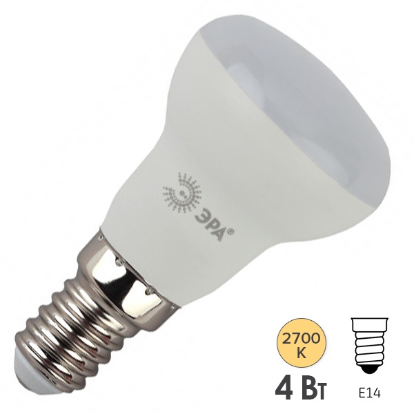 Лампа светодиодная ЭРА STD LED R39-4W-827-E14 4W рефлектор теплый белый свет