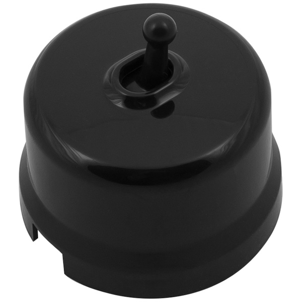 Выключатель 1-клавишный проходной Bironi Лизетта, пластик черный (тумблерный)