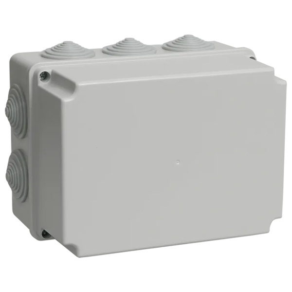 Коробка распаячная КМ41246 для открытой проводки 190х140х120мм IP55 10 гермовводов IEK, серая