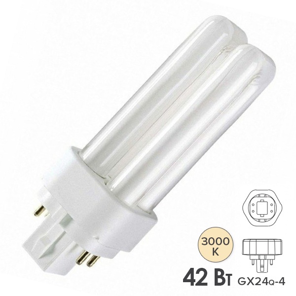 Лампа компактная люминесцентная Dulux T/E Plus 42W/830 3000K GX24q-4 тепло-белая Osram