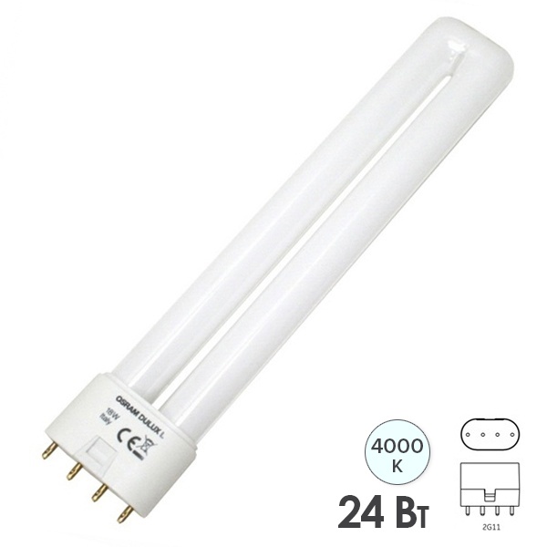Лампа компактная люминесцентная Dulux L 24W/840 4000K 2G11 холодно-белая Osram