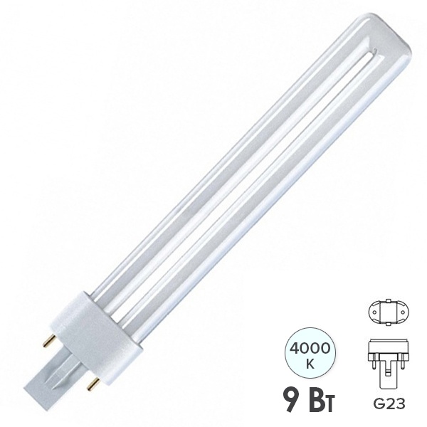 Лампа компактная люминесцентная LBL S 71005 9W 4000K G23 LightBest (аналог PL-S/Dulux S 9W/840)
