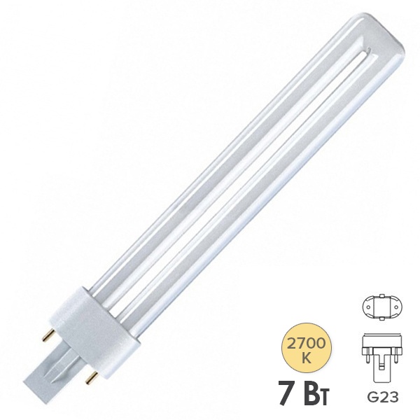 Лампа компактная люминесцентная LBL S 71019 7W 2700K G23 LightBest (аналог PL-S/Dulux S 7W/827)