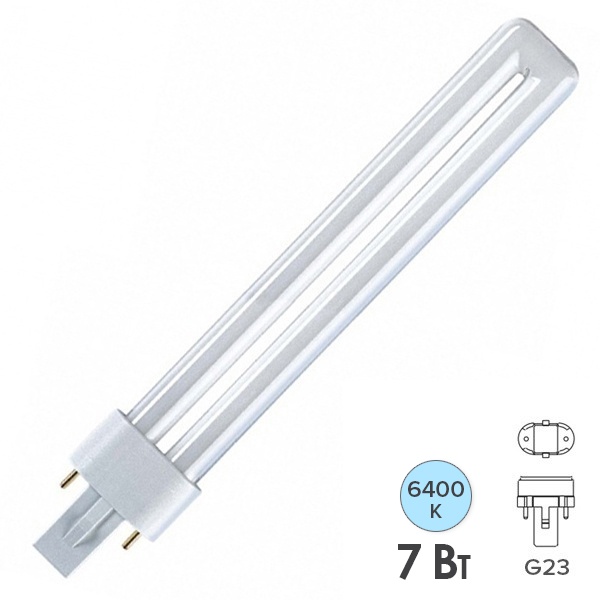 Лампа компактная люминесцентная LBL S 71028 7W 6400K G23 LightBest (аналог PL-S/Dulux S 7W/865)