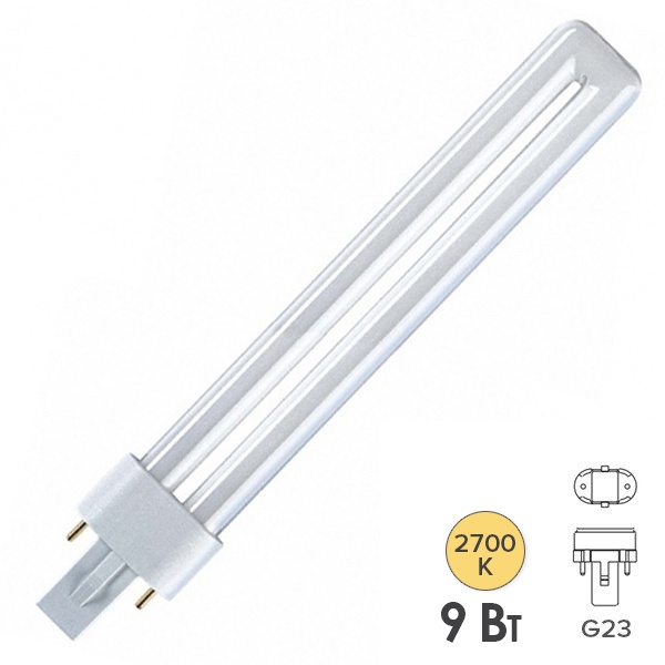 Лампа компактная люминесцентная LBL S 71014 9W 2700K G23 LightBest (аналог PL-S/Dulux S 9W/827)