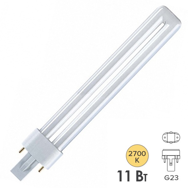 Лампа компактная люминесцентная LBL S 71021 11W 2700K G23 LightBest (аналог PL-S/Dulux S 11W/827)