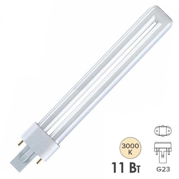 Лампа компактная люминесцентная LBL S 71024 11W 3000K G23 LightBest (аналог PL-S/Dulux S 11W/830)