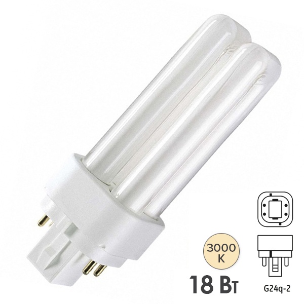 Лампа компактная люминесцентная LBL D/E 71012 18W 3000K G24q-2 (аналог PL-C/Dulux D/E 18W/830)