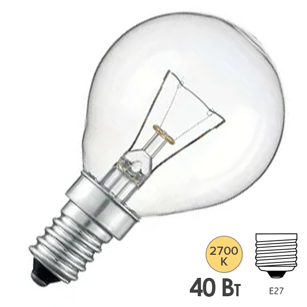 Лампа накаливания шарик ДШ (P45) 40W 230V E14 прозрачная Favor