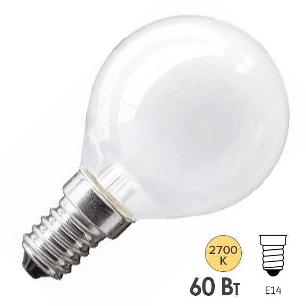 Лампа накаливания шарик ДШМТ (P45) 60W 230V E14 матовая Favor