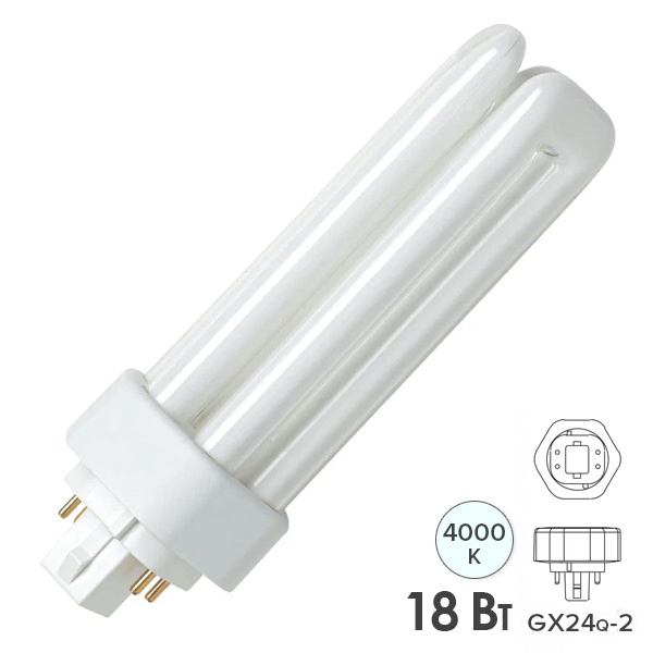 Лампа компактная люминесцентная Dulux T/E Plus 18W/840 4000K GX24q-2 холодно-белая Osram