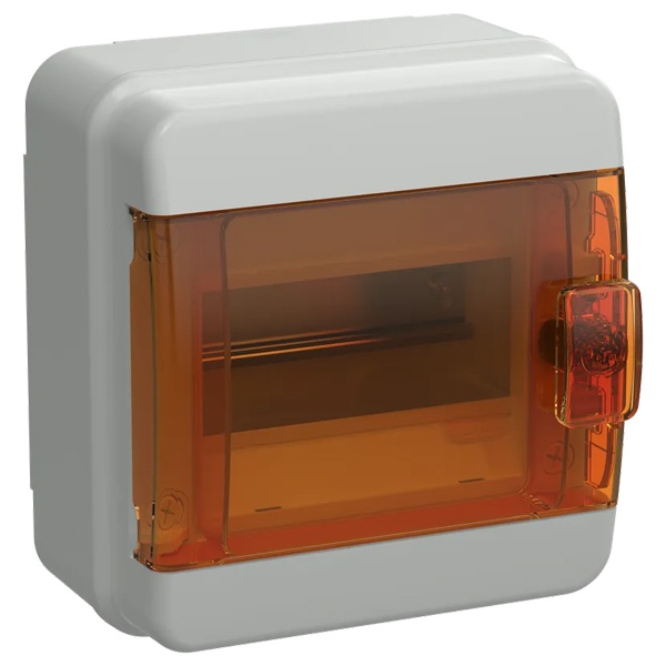 Щит накладной пластиковый КМПн-6 TEKFOR 6м белый оранжевая прозрачная дверь IP65 IEK (01-03-083)