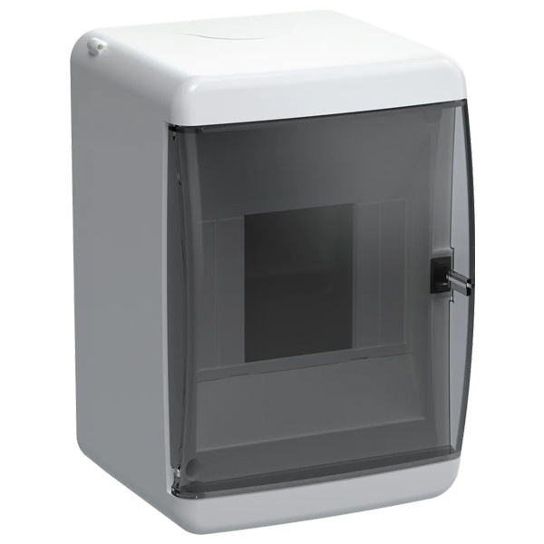 Mini щит накладной пластиковый КМПн-4 TEKFOR 4м белый черная прозрачная дверь IP41 IEK (01-08-013)
