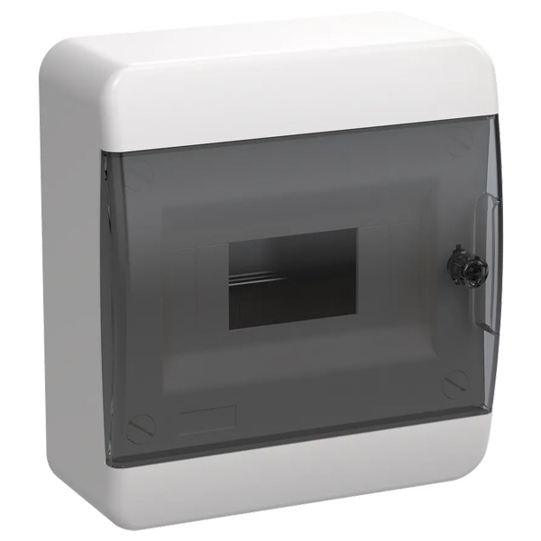 Щит накладной пластиковый ЩРН-П-8 TEKFOR 8м белый черная прозрачная дверь IP41 IEK (01-01-001)