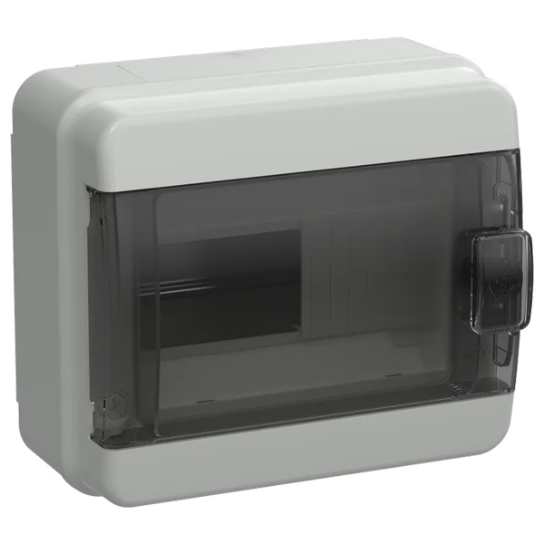 Щит накладной пластиковый КМПн-8 TEKFOR 8м белый черная прозрачная дверь IP65 IEK (01-03-101)