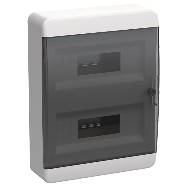 Щит накладной пластиковый ЩРН-П-24 TEKFOR 24м белый черная прозрачная дверь IP41 IEK (01-01-041)