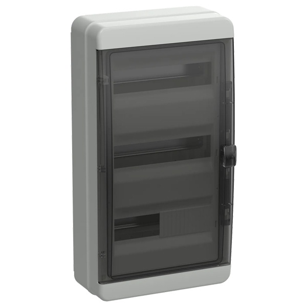 Щит накладной пластиковый КМПн-36 TEKFOR 36м белый черная прозрачная дверь IP65 IEK (01-03-041)