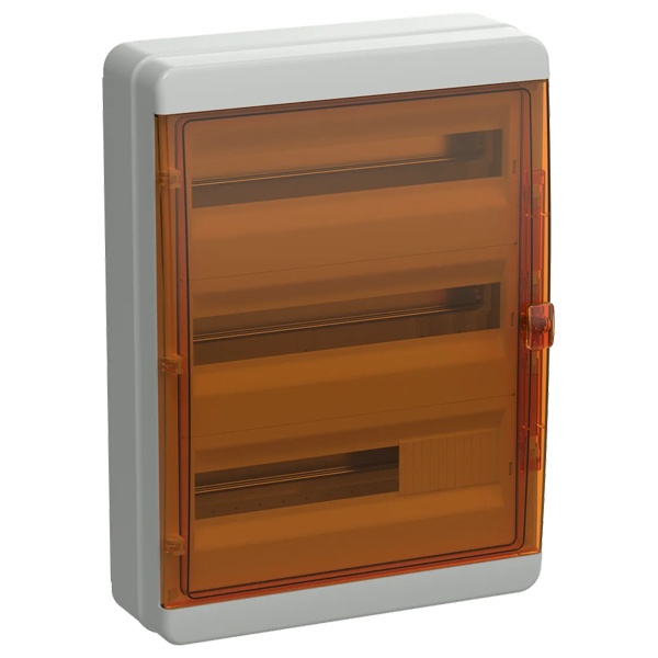 Щит накладной пластиковый КМПн-54 TEKFOR 54м белый оранжевая прозрачная дверь IP65 IEK (01-03-063)