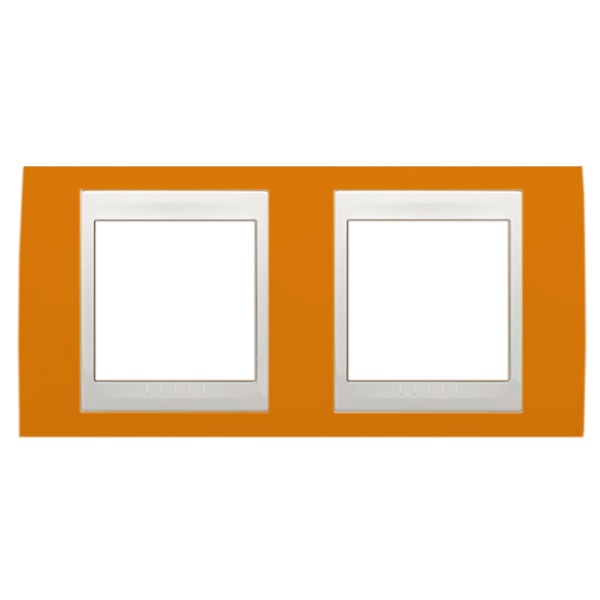 Рамка Unica хамелеон 2 поста горизонтальная оранжевый/белая