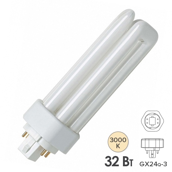 Лампа компактная люминесцентная Dulux T/E Plus 32W/830 3000K GX24q-3 тепло-белая Osram