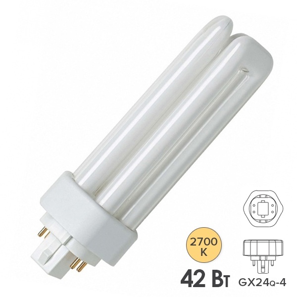 Лампа компактная люминесцентная Dulux T/E Plus 42W/827 2700K GX24q-4 теплая Osram