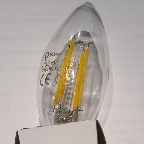 Светодиодная филаментная лампа FL-LED Filament C35 6W 3000K E14 Foton lighting