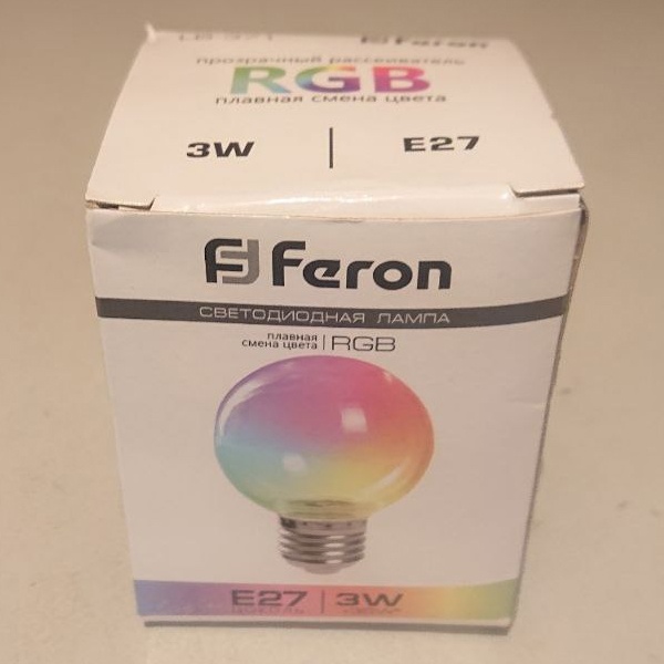 Светодиодная энергосберегающая лампочка для декоративного освещения, мощностью 3 Ватта, с цоколем E27, RGB свечение, прозрачная колба