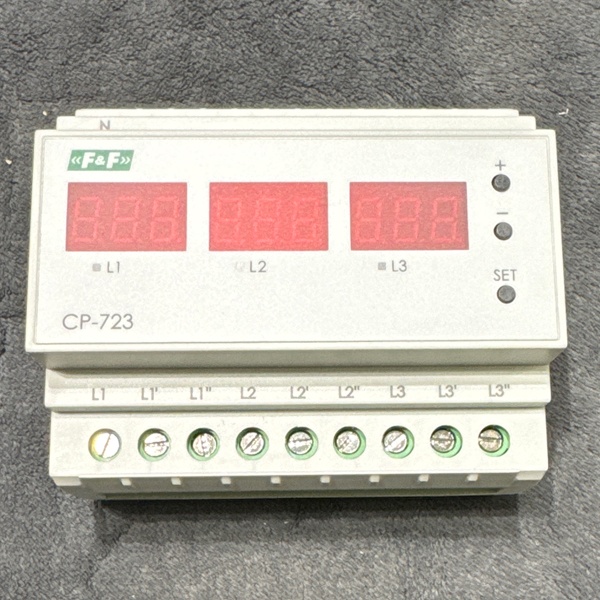Шестимодульное реле контроля напряжения в трехфазной сети CP-723 для защиты однофазных и/или трехфазных электроустановок