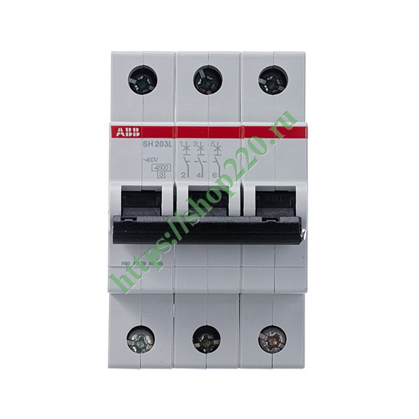 Автоматический выключатель ABB 3-полюсный SH203L C6 4,5кА (автомат электрический)