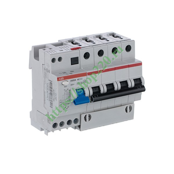 Дифференциальный автомат DS204 C10А 30mA тип АС 4P трехфазный электромеханический 6кА ABB (дифавтомат, АВДТ)