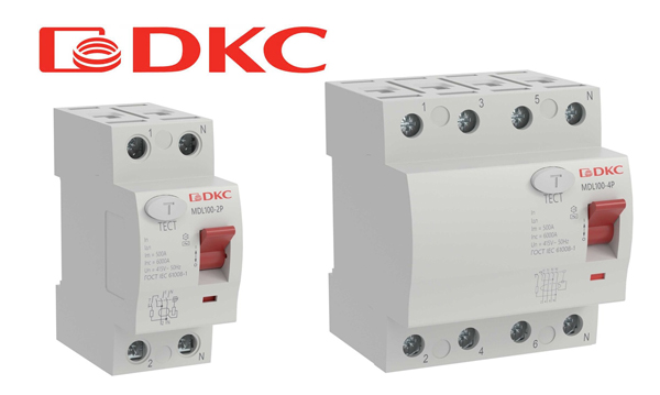 УЗО двухполюсные и четырехполюсные MDL100 тип AC DKC