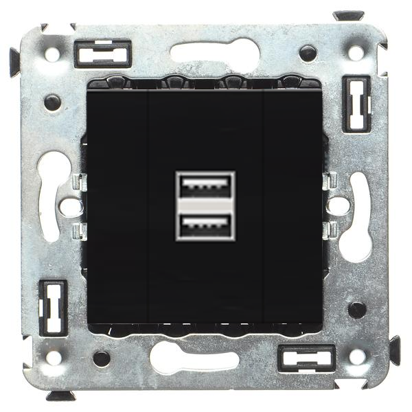 Розетка USB для зарядки устройств DKC Avanti Черный квадрат (в сборе)