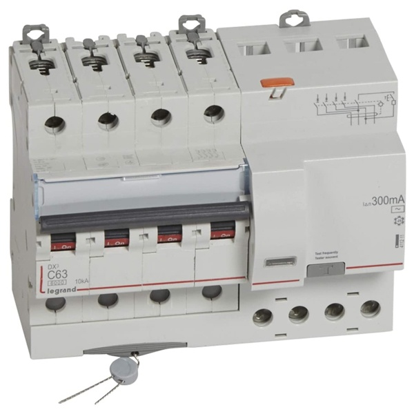 Дифференциальный автомат 4P C63A 30мА тип AC трехфазный электромеханический 6кА DX3 Legrand (дифавтомат, АВДТ)