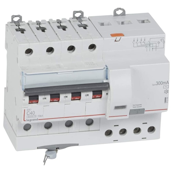 Дифференциальный автомат 4P C40A 300мА тип AC трехфазный электромеханический 6кА DX3 Legrand (дифавтомат, АВДТ)